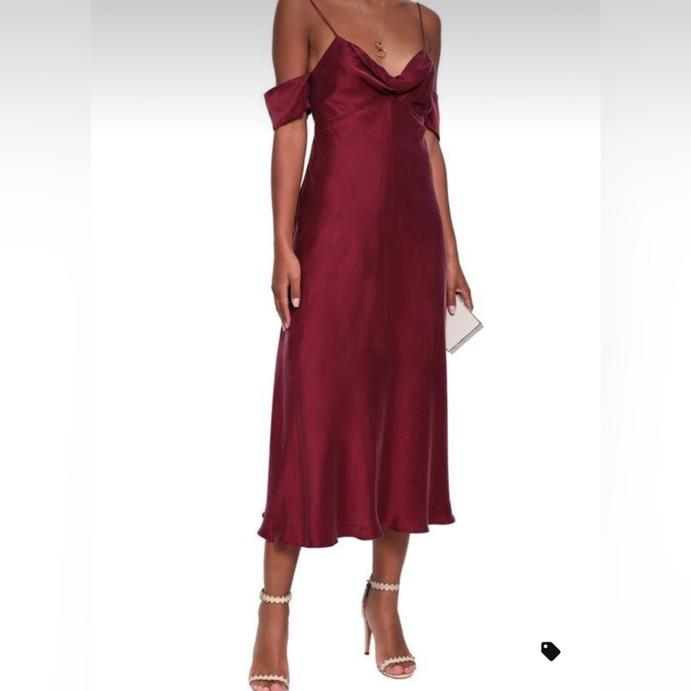 ZIMMERMANN Silk Maroon off-shoulder dress 0